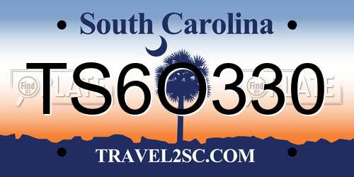 TS6O330 South Carolina License Plate