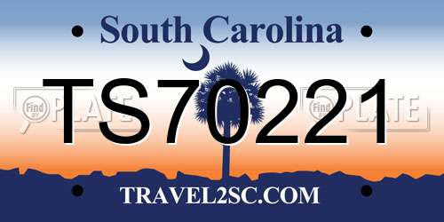 TS70221 South Carolina License Plate