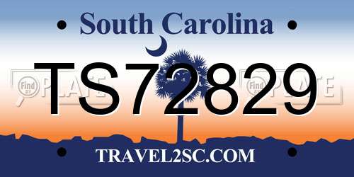 TS72829 South Carolina License Plate