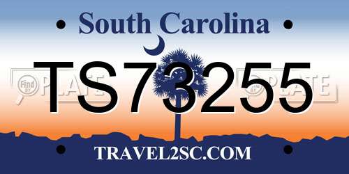 TS73255 South Carolina License Plate