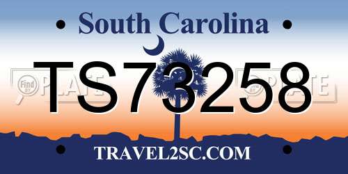 TS73258 South Carolina License Plate