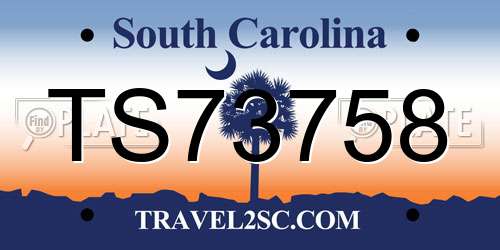 TS73758 South Carolina License Plate