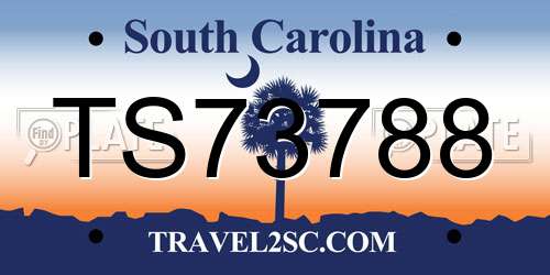 TS73788 South Carolina License Plate