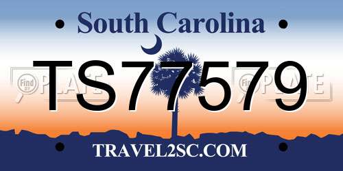 TS77579 South Carolina License Plate