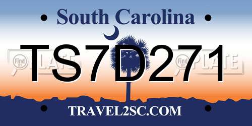 TS7D271 South Carolina License Plate