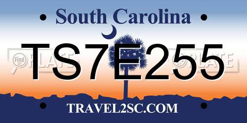 TS7E255 South Carolina License Plate