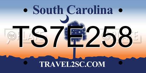 TS7E258 South Carolina License Plate