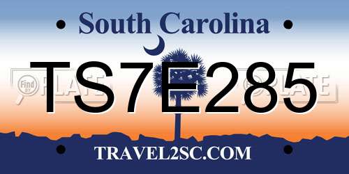 TS7E285 South Carolina License Plate