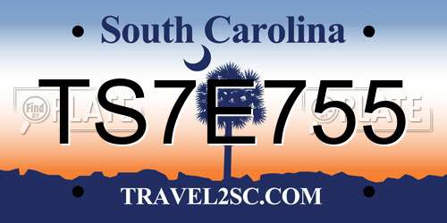 TS7E755 South Carolina License Plate