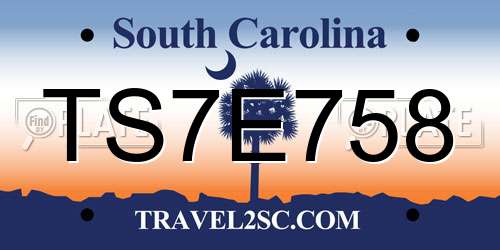 TS7E758 South Carolina License Plate