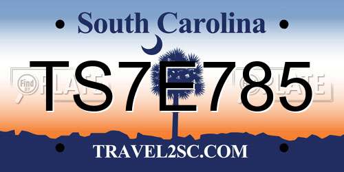 TS7E785 South Carolina License Plate