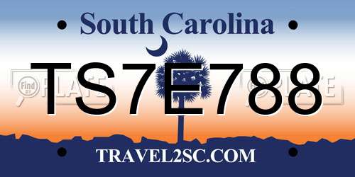 TS7E788 South Carolina License Plate