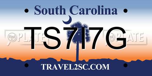TS7I7G South Carolina License Plate
