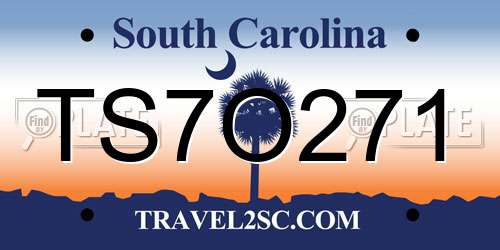 TS7O271 South Carolina License Plate