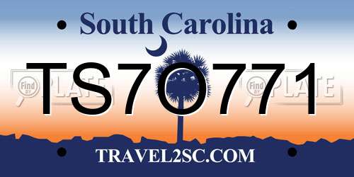 TS7O771 South Carolina License Plate