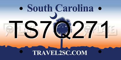 TS7Q271 South Carolina License Plate