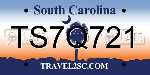 TS7Q721 South Carolina License Plate