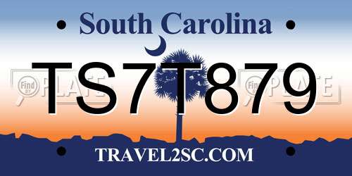 TS7T879 South Carolina License Plate