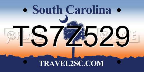 TS7Z529 South Carolina License Plate