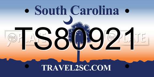 TS80921 South Carolina License Plate