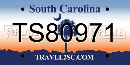TS80971 South Carolina License Plate