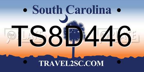 TS8D446 South Carolina License Plate