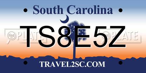 TS8E5Z South Carolina License Plate
