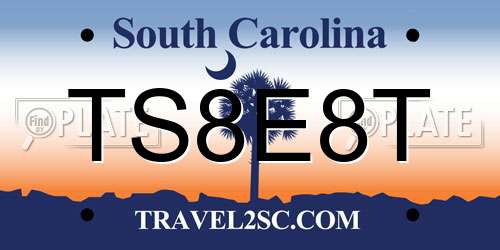 TS8E8T South Carolina License Plate