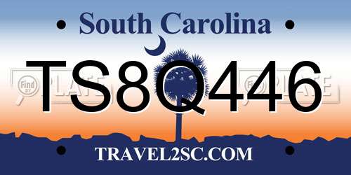 TS8Q446 South Carolina License Plate