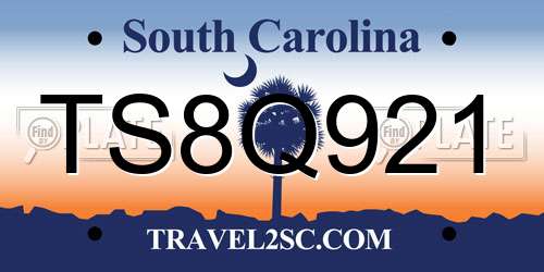 TS8Q921 South Carolina License Plate