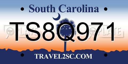 TS8Q971 South Carolina License Plate