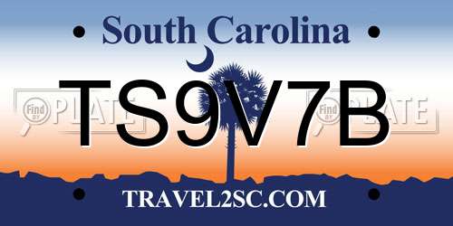 TS9V7B South Carolina License Plate