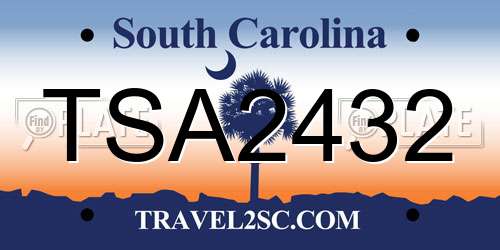 TSA2432 South Carolina License Plate