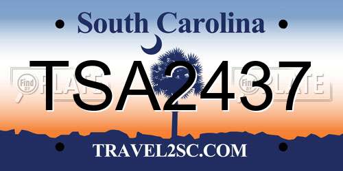 TSA2437 South Carolina License Plate