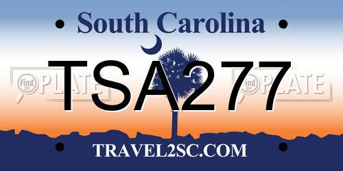 TSA277 South Carolina License Plate