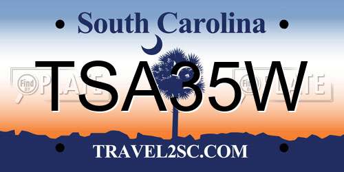 TSA35W South Carolina License Plate