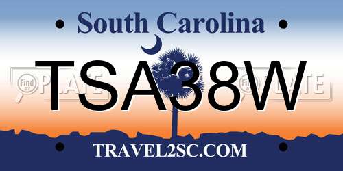 TSA38W South Carolina License Plate