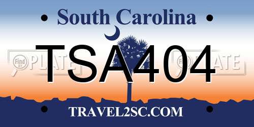 TSA404 South Carolina License Plate
