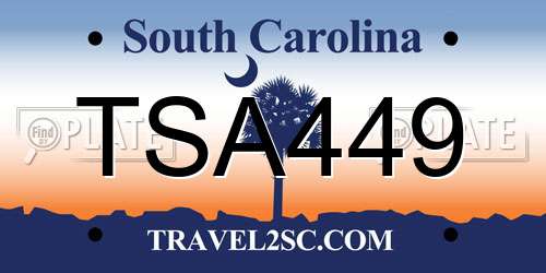 TSA449 South Carolina License Plate