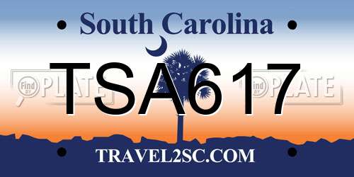 TSA617 South Carolina License Plate