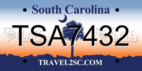 TSA7432 South Carolina License Plate