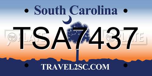TSA7437 South Carolina License Plate