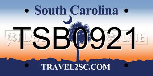 TSB0921 South Carolina License Plate