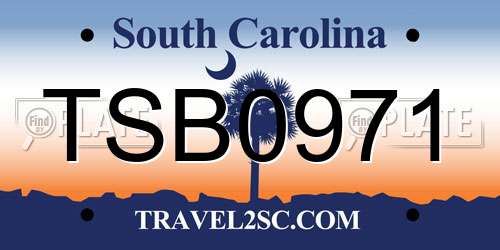 TSB0971 South Carolina License Plate