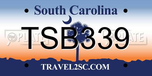TSB339 South Carolina License Plate