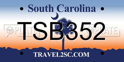 TSB352 South Carolina License Plate