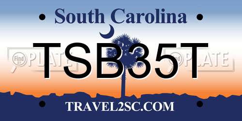 TSB35T South Carolina License Plate