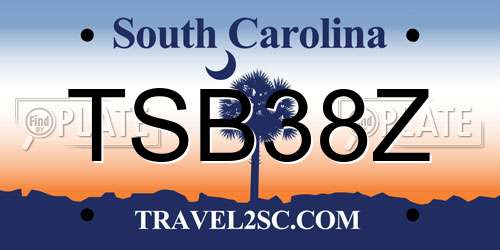 TSB38Z South Carolina License Plate