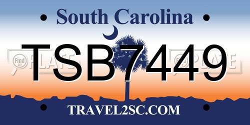 TSB7449 South Carolina License Plate