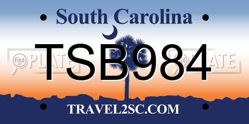 TSB984 South Carolina License Plate